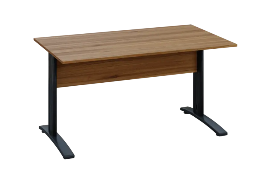 EPK 18 - 14 stůl kancelářský, kovová podnož černá, deska 18 mm, široký 1400 mm, ořech světlý